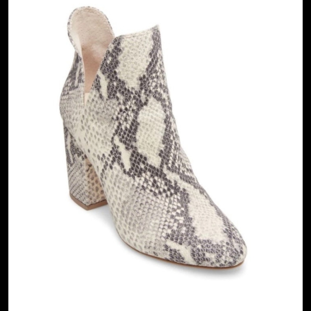 Steve Madden Black and White Snakeskin Heeled Boots